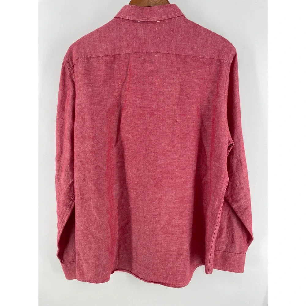 Banana Republic‎ Linen Blend Shirt Mens Large Slim Fit Red Sustainable Coastal